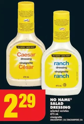No Frills No name salad dressing offer