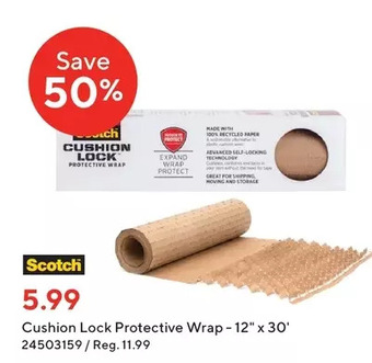 Staples Scotch cushion lock protective wrap offer