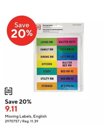 Staples Moving labels, english offer