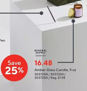 Staples General supply amber glass candle offer