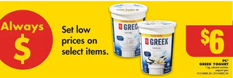 No Frills Pc greek yogurt offer