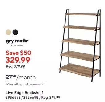 Staples Gry mattr live edge bookshelf offer