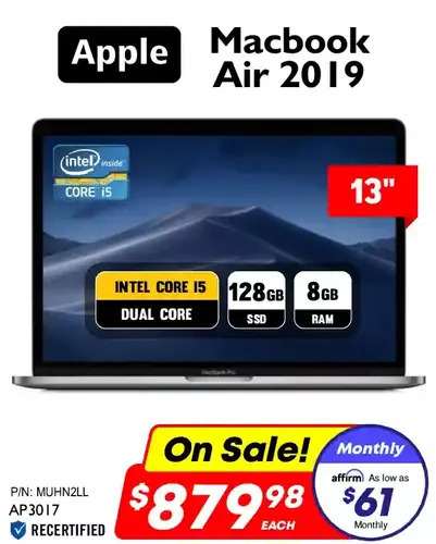 Factory Direct Apple 13 air 2019 (core i5 / 128gb / 8gb) offer