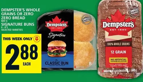 Food Basics Dempster's whole grains | zero zero bread | signature buns offer