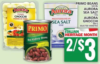 Food Basics Primo beans | aurora sea salt | aurora gnocchi offer