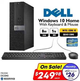 Factory Direct Dell windows 10 home with keyboard & mouse offer