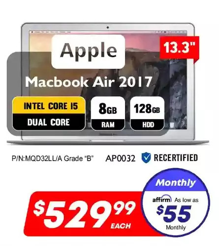 Factory Direct Apple 13.3 macbook air 2017 (core i5 / 8gb / 128gb) offer