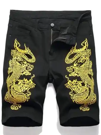 SheIn Men dragon print denim shorts offer