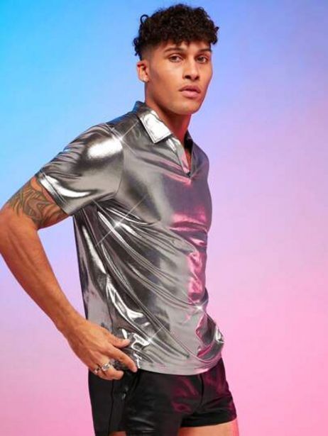SheIn Shein men metallic polo shirt offer
