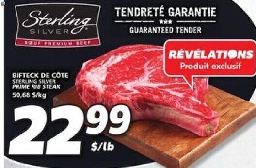IGA STERLING SILVER PRIME RIB STEAK / lb offer