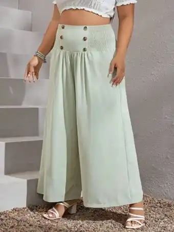SheIn Shein vcay plus button detail wide leg pants offer