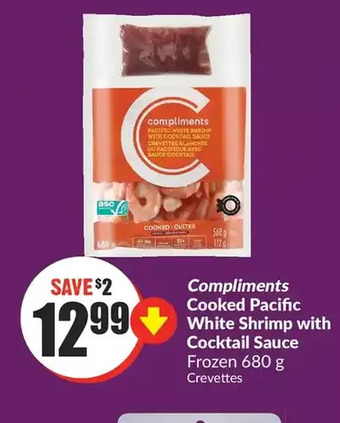 FreshCo Compliments cooked pacific white shrimp with cocktail sauce offer