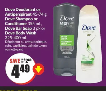 FreshCo Dove deodorant or antiperspirant, dove shampoo or conditioner, dove bar soap or dove body wash offer