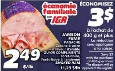 IGA PANACHE SMOKED HAM offer