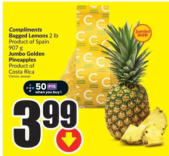 FreshCo Compliments bagged lemons | jumbo golden pineapples offer