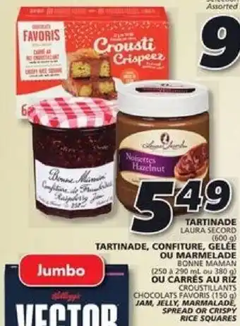 IGA LAURA SECORD(600g), BONNE MAMAN(380g), CROUSTILLANTS CHOCOLATS FLAVORIS(150g) offer