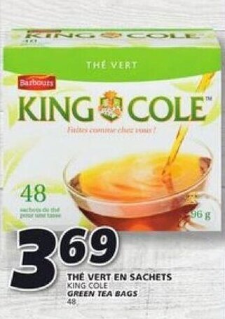 IGA KING COLE GREEN TEA BAGS 48 pcs offer