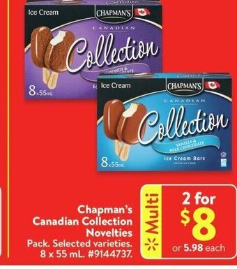 Walmart Chapman's Canadian Collection Novelties 8 x 55 ml offer
