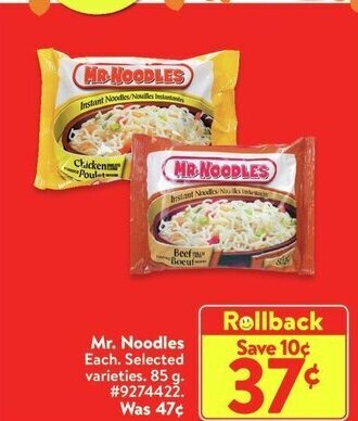 Walmart Mr. Noodles 85 g offer
