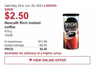 Costco Nescafe rich instant offer