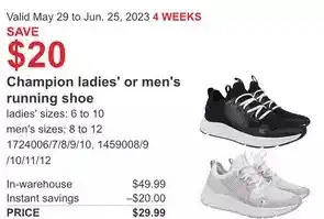 Costco Champion ladies' or men's running offer