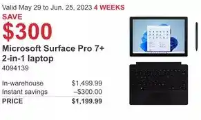 Costco Microsoft surface pro 7+ 2-in-1 laptop offer