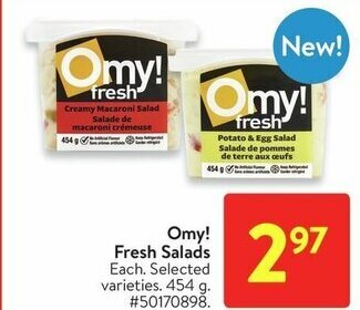 Walmart Omy! Fresh Salads 454 g offer