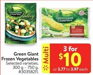 Walmart Green Giant Frozen Vegetables 300 g - 750 g offer