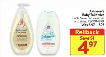 Walmart Johnson's Baby Toiletries offer
