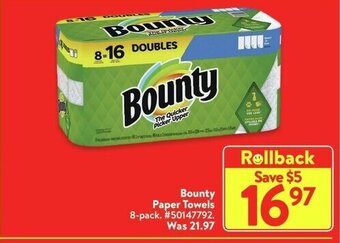 Walmart Bounty Paper Towels 8-pack offer