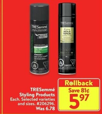 Walmart TRESemmé Styling Products offer