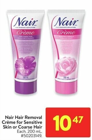 Walmart Nair Hair Removal Crème for Sensitive Skin or Coarse Hair 200 mL offer