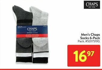 Walmart Men's Chaps Socks 6-Pack offer