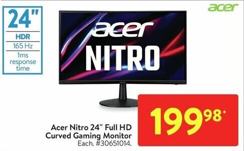 Walmart Acer Nitro 24" Full HD Curved Gaming Monitor offer
