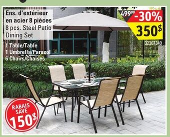 Sushi Shop 8 pcs. steel patio dining set offer