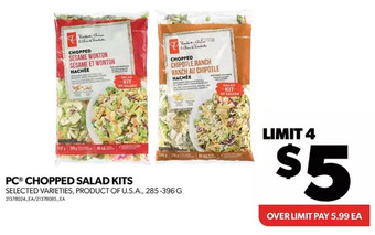 Real Canadian Superstore Pc chopped salad kits offer