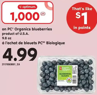 Independent Grocer Pc organics blueberries offer