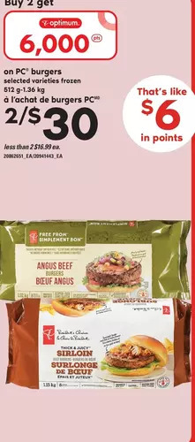 Independent Grocer Pc burgers offer