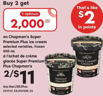 Independent Grocer Chapman's super premium plus ice cream offer