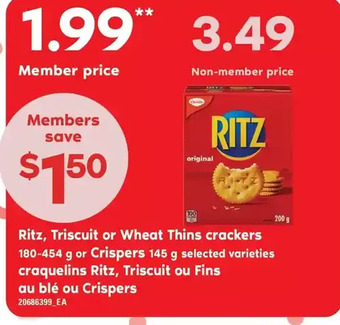 Independent Grocer Ritz, triscuit or wheat thins crackers offer