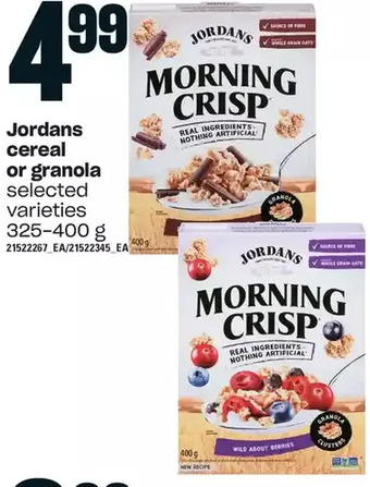 Loblaws Jordans cereal or granola offer