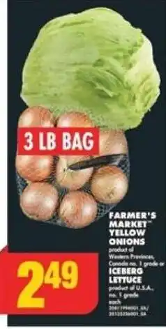 No Frills FARMER'S MARKET YELLOW ONIONS & ICEBERG LETTUCE 3 LB BAG offer