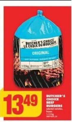 No Frills BUTCHER'S CHOICE BEEF BURGERS offer
