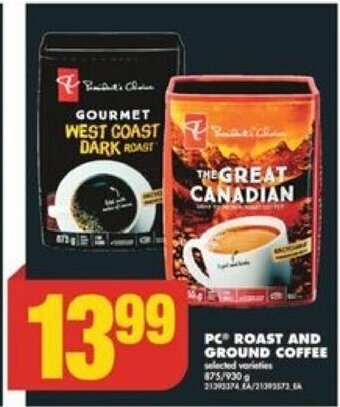 No Frills PC ROAST AND GROUND COFFEE 875 - 930 g offer