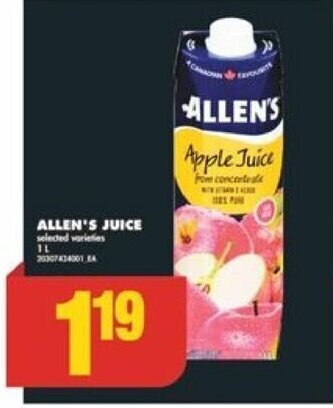 No Frills ALLEN'S Apple Juice 1 L offer