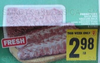 Food Basics FRESH PORK BACK RIBS VACUUM PACK or LEAN GROUND PORK offer