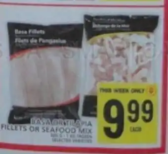 Food Basics BASA OR TILAPIA FILLETS OR SEAFOOD MIX offer