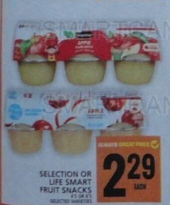 Food Basics SELECTION OR LIFE SMART FRUIT SNACKS offer