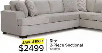 Leon's Ritz 2-piece sectional-cream offer