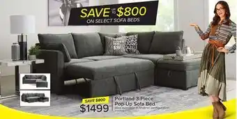 Leon's Portland 3-piece pop-up sofa bed™ offer